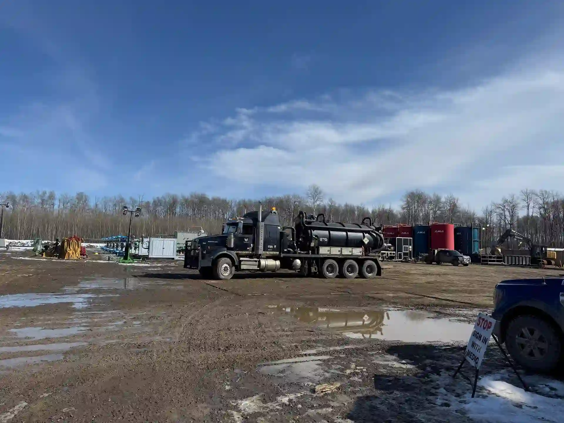 MV Trucking vacuum truck on site 17