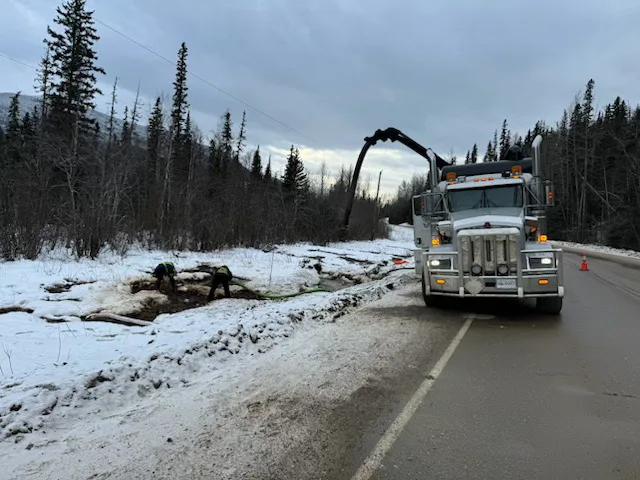 MV Trucking vacuum truck on site 37